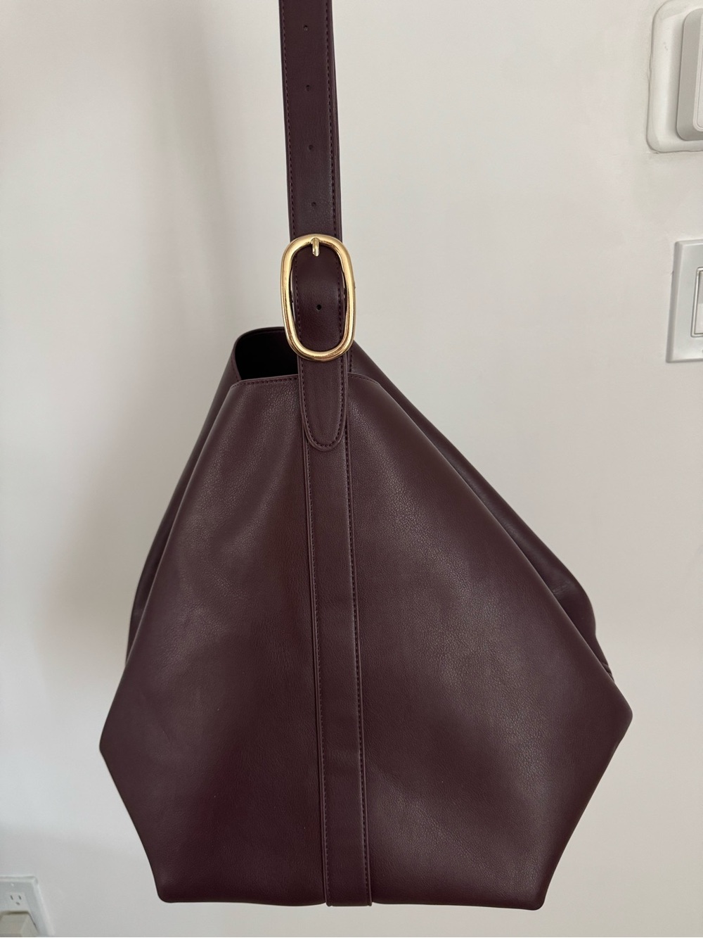 Old Navy Deep Burgundy Shoulder Bag with Gold Buckle
